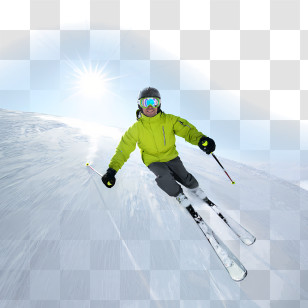 Sports - Person Skiing Down A Snowy Slope Transparent PNG