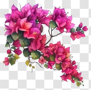 Vector Draw Design - Pink Bougainvillea Flowers Transparent PNG