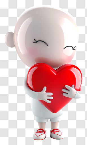 Giving Hearts Day - Cartoon Character Hugging Heart Transparent PNG