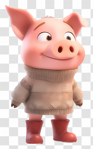 Cute Piglet - Cartoon Pig In Sweater And Boots Transparent PNG