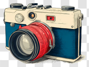 Camera - Vintage Camera With Red Lens Transparent PNG