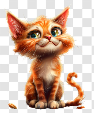 Silly Cat - Adorable Orange Kitten Cartoon Transparent PNG