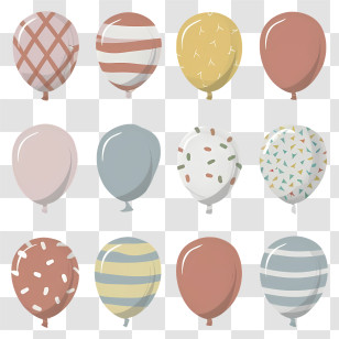 Cartoon - Set Of Pastel Balloons With Patterns Transparent PNG