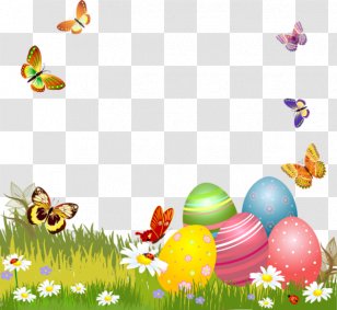 Butterfly Easter Egg Clip Art - Greeting Card - Grassland Eggs Transparent PNG