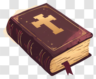 Bible - Illustration Of Holy Book With Cross And Ribbon Transparent PNG