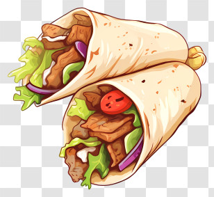 Taco - Shawarma Wraps With Meat And Vegetables Transparent PNG