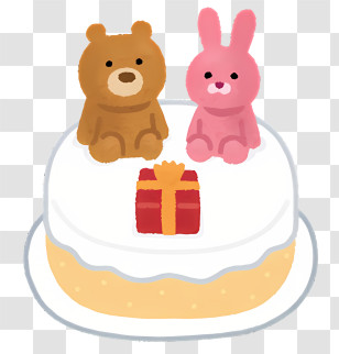 Birthday Elements - Cake With Bear And Bunny Toppers Transparent PNG