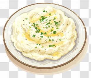 Mashed Potatoes - Creamy Mashed Potatoes With Herbs Illustration Transparent PNG
