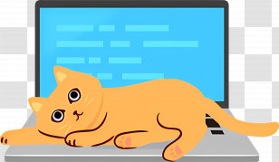 Cartoon Cat - Cat Relaxing On A Laptop Transparent PNG