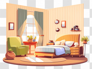 Bed Room - Cozy Bedroom Interior Design Transparent PNG