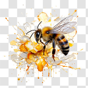 World Honey Bee Day - Artistic Honey Bee With Colorful Splashes Transparent PNG