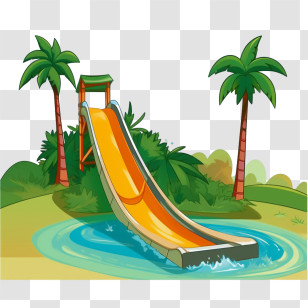 Water Park - Water Slide In A Tropical Park Setting Transparent PNG