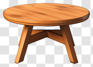 Flat Wooden Round Table - Stylish Wooden Round Table With Smooth Finish Transparent PNG