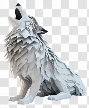 3d Howling Wolf - Origami Howling Wolf Transparent PNG