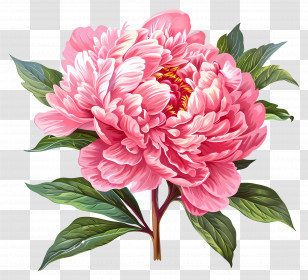 Pink Peony - Pink Blooming Peony Flower Illustration Transparent PNG