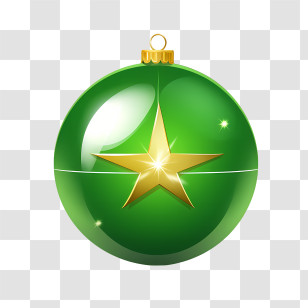 Christmas Ball - Green Christmas Ornament With Golden Star Transparent PNG