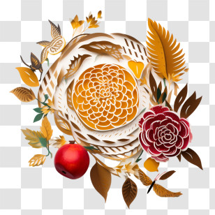 Rosh Hashana - Floral Design With Leaves And Flowers Transparent PNG