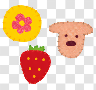 Icon - Patchwork Items: Flower, Strawberry, And Dog Transparent PNG