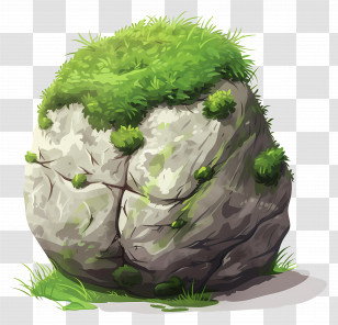 Moss Stone - Moss-Covered Rock In Natural Setting Transparent PNG