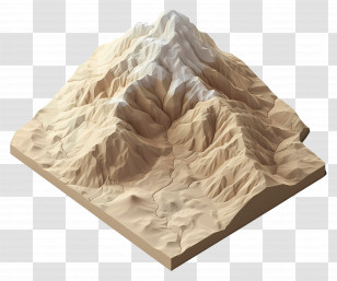 Aerial View - 3D Mountain Topography Model Transparent PNG