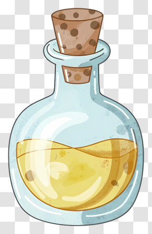 Cartoon - Glass Potion Bottle With Yellow Liquid Transparent PNG