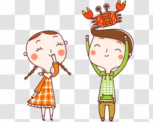 Cartoon - Silhouette - Cute Boys And Girls Transparent PNG