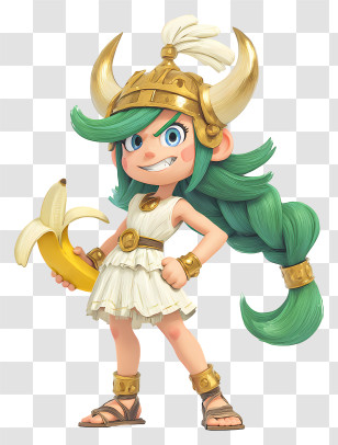 Olympia From Rayman Legends - Banana Viking Girl Character Transparent PNG