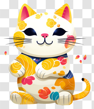 White Cat - Colorful Cute Cat Illustration Transparent PNG