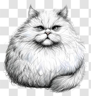 Hairball Awareness Day - Fluffy Cat Drawing Illustration Transparent PNG
