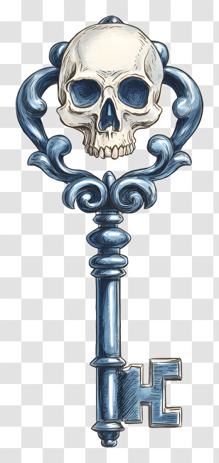Ornate Skeleton Key - Antique Skull Key Transparent PNG