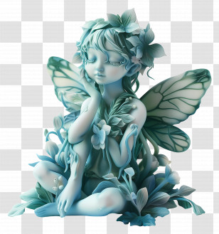 Summer Night - Blue Fairy With Flowers And Wings Transparent PNG