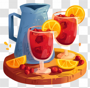 National Sangria Day - Fruit Punch Served In Glasses With Orange Garnish Transparent PNG
