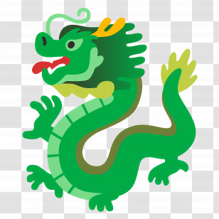 Dragon Emoji - Green Cartoon Dragon Transparent PNG