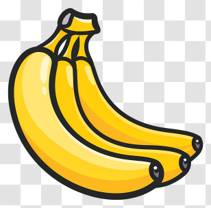 Banana Day - Cartoon Style Yellow Bananas Illustration Transparent PNG
