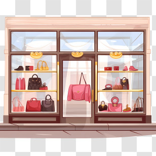 Handbag Store
 - Luxurious Handbags Storefront Display Transparent PNG