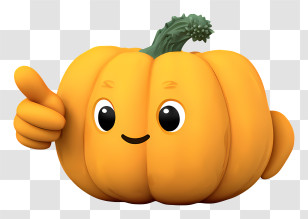 Cute Halloween Character Pointing - Cute Pumpkin Mascot Pointing Transparent PNG