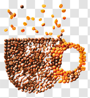 Coffee Beans Cup - Creative Coffee Bean Cup Illustration Transparent PNG