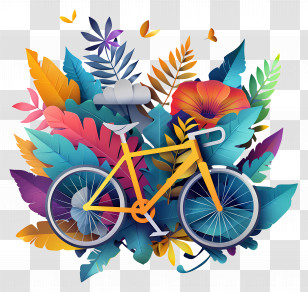 World Bicycle Day - Colorful Bicycle With Flowers Transparent PNG