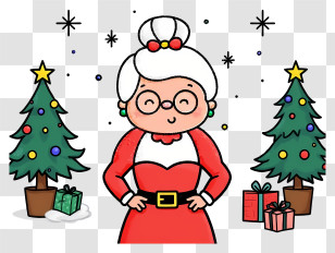 Mrs Claus - Cute Mrs. Claus Holiday Cartoon Transparent PNG