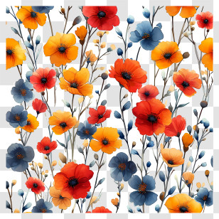 Floral Pattern Background - Colorful Wildflower Pattern Illustration Transparent PNG