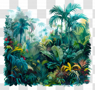 Jungle Rainforest - Exotic Lush Tropical Forest Illustration Transparent PNG