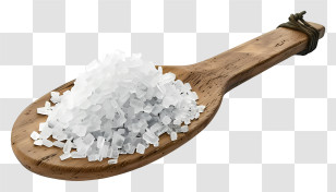 Salt - Wooden Spoon With Salt Crystals Transparent PNG