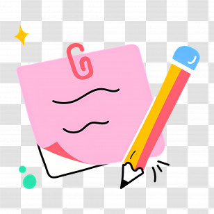 Sticky Notes - Pink Note And Pencil For Office Memos Transparent PNG
