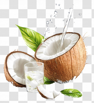 Coconut Water - Coconut With Water Splash Transparent PNG