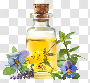 Essential Oil - Essential Oil Bottle With Flowers And Herbs Transparent PNG