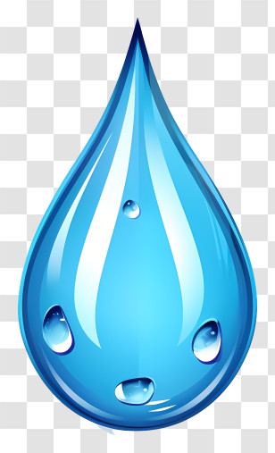 Realistic Water Drop - Bright Transparent Blue Droplet With Shiny Effect Transparent PNG