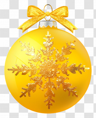 Christmas Golden Ball - Golden Christmas Ornament With Snowflake Design Transparent PNG
