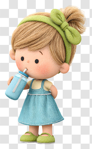 Baby Girl Drinking Water - Cartoon Girl Drinking Illustration Transparent PNG