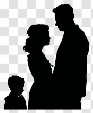 Family - Family Silhouette With Parents And Child Transparent PNG