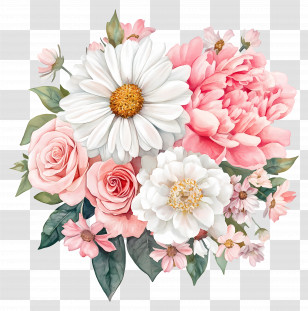 Pink Bouquet - Beautiful Flower Bouquet Illustration Transparent PNG